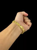 Pulseira Cadeado Duplo 10mm - Banhado a Ouro 18k