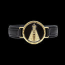 Pulseira de Couro Aparecida 13mm - Banhada a Ouro 18K