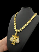 Cordão Friso S 13mm + Pingente - Banhado a Ouro 18K
