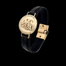 Pulseira de Couro Sâo Jorge 13mm - Banhada a Ouro 18K