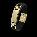 Pulseira de Couro 13mm - Banhada a Ouro 18K