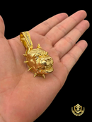 Cordão Dubai 15mm + Pingente Pit Bull Banhado a Ouro 18K