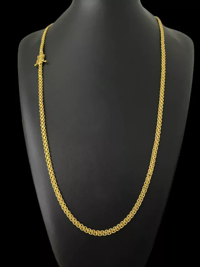 Cordão Cadeado Duplo 3mm - Banhado a Ouro 18k