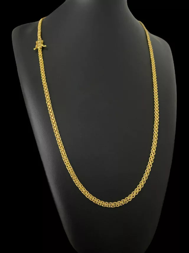 Cordão Cadeado Duplo 3mm - Banhado a Ouro 18k