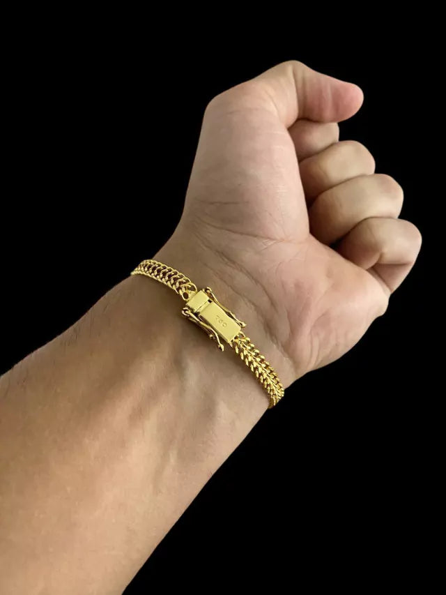 Pulseira Lacraia 6mm - Banhado a Ouro 18k