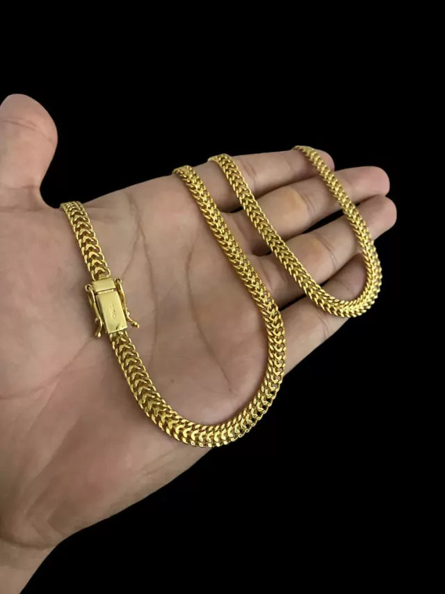Cordão Lacraia 6mm - Banhado a Ouro 18k