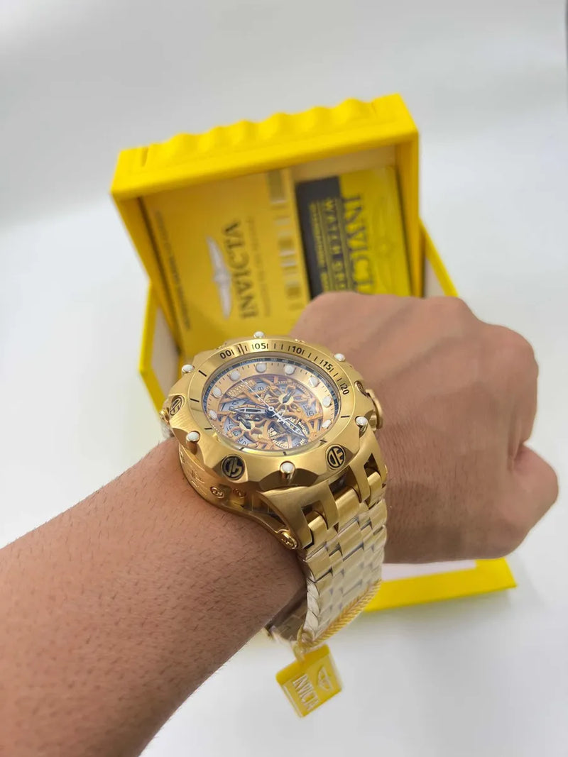 Invicta Hybrid Skeleton 100% Original Banhado a Ouro 18K