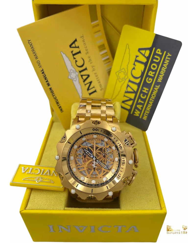 Invicta Hybrid Skeleton 100% Original Banhado a Ouro 18K