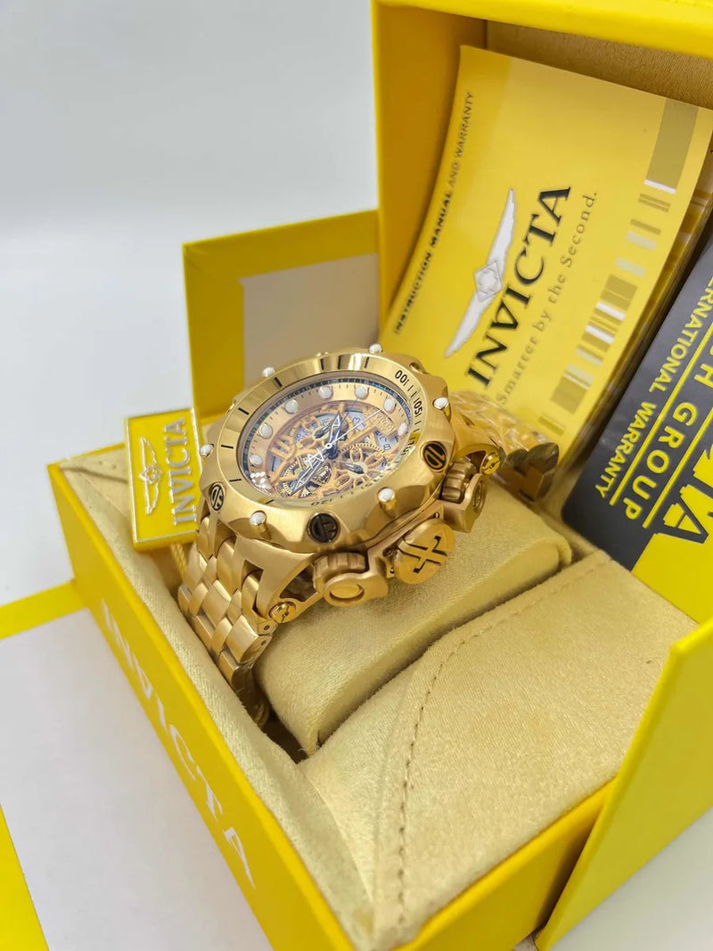 Invicta Hybrid Skeleton 100% Original Banhado a Ouro 18K